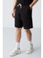 Siyah Pamuklu Kalın Yumuşak Dokulu Oversize Fit Basic Erkek Şort Takım - 85257 5