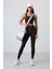 Siyah Polyester Esnek Standart Fit Performans Kadın Tayt Takım - 95331 1