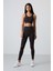 Siyah Polyester Esnek Standart Fit Performans Kadın Tayt Takım - 95331 3