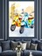 Renkli Vespa Motorları Dekoratif Kanvas - Mdf Ahşap Tablo 2