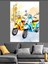 Renkli Vespa Motorları Dekoratif Kanvas - Mdf Ahşap Tablo 3