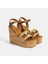 Kadın Kahve Toka Aksesuarlı Deri Detaylı Slingback Dolgu Topuklu Sandalet 2