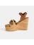 Kadın Kahve Toka Aksesuarlı Deri Detaylı Slingback Dolgu Topuklu Sandalet 3