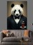 Papyonlu Panda ve Çay Dekoratif Kanvas - Mdf Ahşap Tablo 1