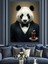 Papyonlu Panda ve Çay Dekoratif Kanvas - Mdf Ahşap Tablo 4