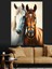 Birlikte Duran Iki At Figürü Dekoratif Kanvas - Mdf Ahşap Tablo 2
