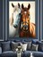 Birlikte Duran Iki At Figürü Dekoratif Kanvas - Mdf Ahşap Tablo 3