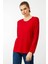 Kadın Sıfır Yaka Basic Penye Bluz Kırmızı 1