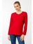 Kadın Sıfır Yaka Basic Penye Bluz Kırmızı 2