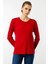 Kadın Sıfır Yaka Basic Penye Bluz Kırmızı 3
