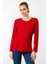Kadın Sıfır Yaka Basic Penye Bluz Kırmızı 5
