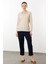 Kadın Polo Yaka Yakası Nakışlı Bluz Bej 4