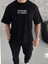 Bisiklet Yaka Baskılı Oversize T-Shirt - Siyah 1