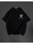 Bisiklet Yaka Baskılı Oversize T-Shirt - Siyah 1