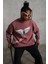 Erkek Güvercin Baskılı Sweatshirt - Gül Kurusu 2