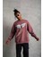 Erkek Güvercin Baskılı Sweatshirt - Gül Kurusu 4