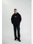Double Oversize Kapşonlu Dijital Patchli Sweatshirt - Siyah 3