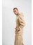 Unisex Double Oversize Kapşonlu Basic Sweatshirt - Bej 2