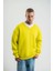 Geniş V Yaka Kol Ribana Detaylı Sweatshirt - Sarı 4