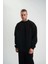 Uzun Kol Bisiklet Yaka Basic Sweatshirt - Siyah 4