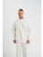Uzun Kol Bisiklet Yaka Basic Sweatshirt - Beyaz 1