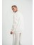 Uzun Kol Bisiklet Yaka Basic Sweatshirt - Beyaz 3