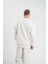 Uzun Kol Bisiklet Yaka Basic Sweatshirt - Beyaz 4