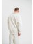 Uzun Kol Bisiklet Yaka Basic Sweatshirt - Beyaz 5