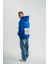 Unisex Kapşonlu Uzun Kol Patchli Nakışlı Sweatshirt - Mavi 1