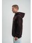 Unisex Üç Iplik Kapşonlu Nakışlı Sweatshirt - Kahve 5