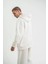 Unisex Double Oversize Kapşonlu Basic Sweatshirt - Beyaz 4
