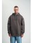 Double Oversize Kapşonlu Nakışlı Sweatshirt - Füme 1