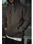 Üç Iplik Penye Kapşonlu Basic Sweatshirt - Füme 1
