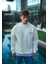 Kışlık Bisiklet Yaka Oversize Baskılı Sweatshirt - Beyaz 2