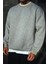 Kışlık Bisiklet Yaka Üç Iplik Basic Sweatshirt - Gri 1
