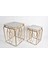 Seta Marble Kare Sehpa 2li Set Altın 52*52*67 - 41*41*57 cm 2