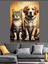 Kedi ve Köpek Dostluğu Dekoratif Kanvas - Mdf Ahşap Tablo 3