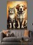 Kedi ve Köpek Dostluğu Dekoratif Kanvas - Mdf Ahşap Tablo 4