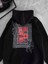 Uzun Kol Kapüşonlu Ön ve Arka Baskılı Sweatshirt - Siyah 2