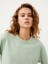 Kadın Yeşil Big Oversize Pamuklu Basic Tişört 3