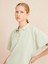 Kadın Mavi Oversize Pamuklu Polo Yaka Basic Tişört 3