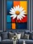 Soyut Daisy Çiçeği Sanatı Dekoratif Kanvas - Mdf Ahşap Tablo 1