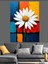 Soyut Daisy Çiçeği Sanatı Dekoratif Kanvas - Mdf Ahşap Tablo 2