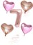 Rönesans Rose Gold Rakam Kalp ve Pembe Kalp Folyo Balon Seti Yaş 7 1