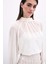 Taş Detaylı Transparan Bluz - Krem 1