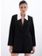 Kontrast Uzun Ceket - Siyah 3