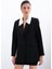 Kontrast Uzun Ceket - Siyah 4
