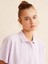 Kadın Lila Oversize Pamuklu Polo Yaka Basic Tişört 1