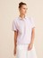 Kadın Lila Oversize Pamuklu Polo Yaka Basic Tişört 3