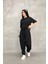Osy Modal Yumuşak Dokulu Kumaş Oversize Bisiklet Yaka T-Shirt Jogger Eşofman Altı Eşofman Takımı - Siyah 2